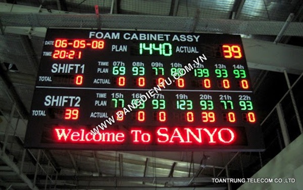 Toàn Trung cung cấp hệ thống bảng điện tử hiển thị năng suất nhà máy tủ lạnh SANYO